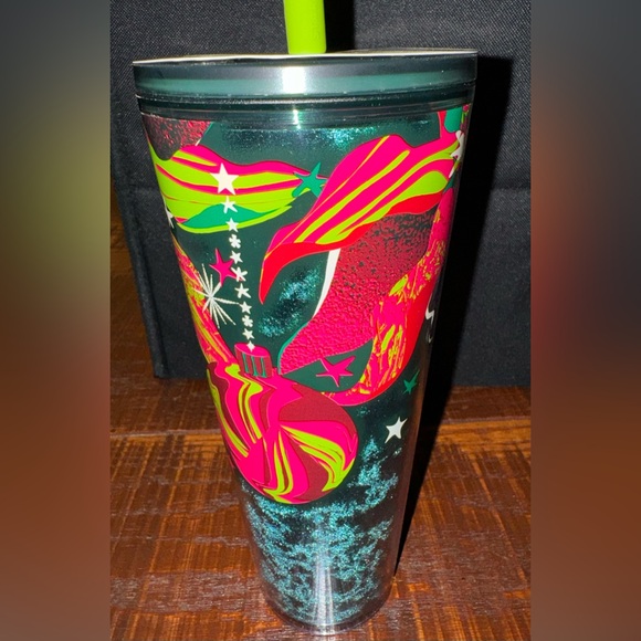 Starbucks Christmas Green Gift Wrap Ribbon &
Ornaments Straw Topper Tumbler. NWT - Picture 4 of 8